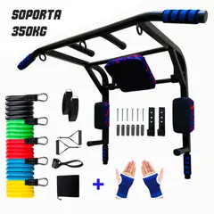 HOLGU - Barra Multifuncional 15 En 1 de 3 Aros + Ligas X5 + Guantes gratis