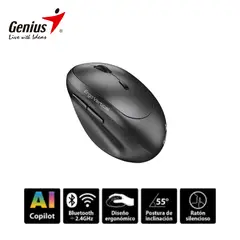 GENIUS - Mouse Ergo 8350S AI copilot BT vertical Dark Grey