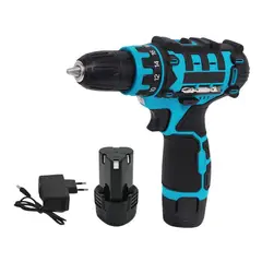 GENERICO - TALADRO ATORNILLADOR INALAMBRICO 12V BATERIA X 2 MAS ACCESORIOS