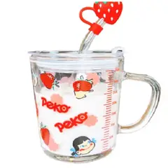 GENERICO - Taza de vidrio antiderrame con para niños de 400 ml