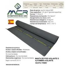 GENERICO - Alfombra dieléctrica de piso de 1x10mts hasta 17000V CLASE 2 EUROPEO