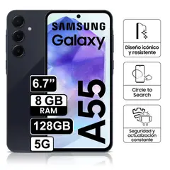 SAMSUNG - Celular libre Galaxy A55 128GB 8GB RAM 6,7 Pulg Negro