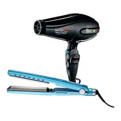 BABYLISS PRO - Combo BabylissPRO Alisadora Nano Titanium XL y Secador Portofino Negro
