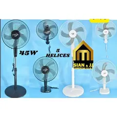 GENERICO - VENTILADOR CLASI 18 - 45W 5 HELICES 3 EN 1 NEGRO - BLANCO