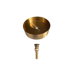 XM - BOWL CIRCULAR DE ACERO CON DESAGUE DORADO LA30407-R38