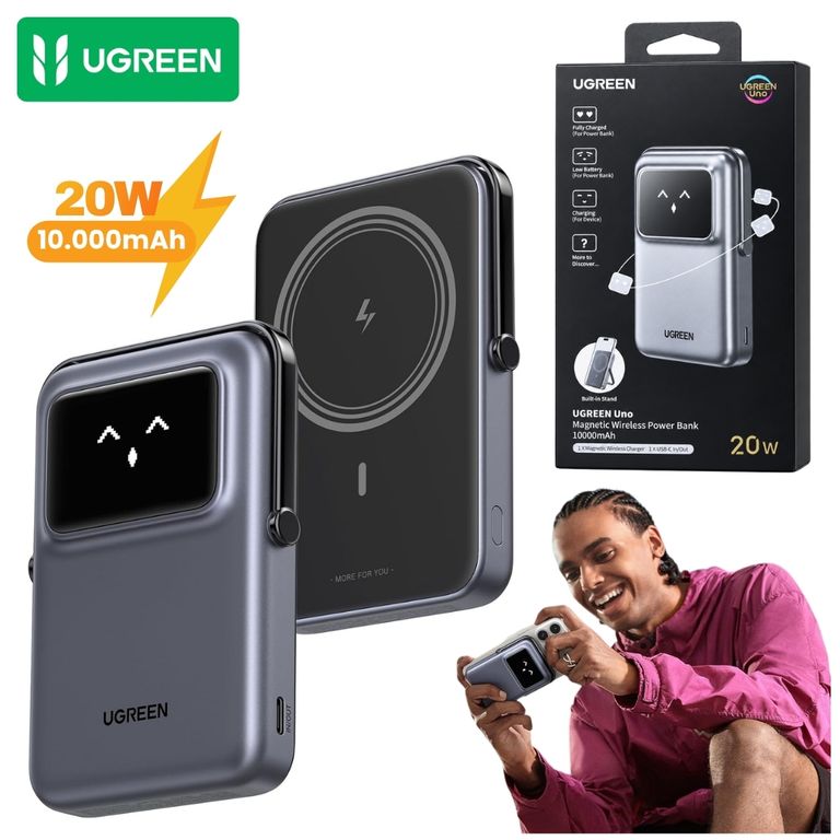 Power Bank Ugreen 10000mAh Carga Rápida 20W Magsafe 7 5W PB572