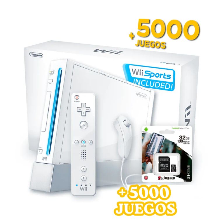 Consola Nintendo Wii Blanco Original + 5000 Juegos + HDMI