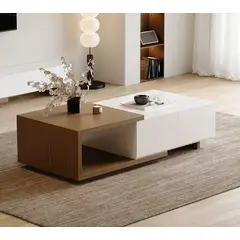 GENERICO - Mesa de Centro Rass - Marrón y Blanco