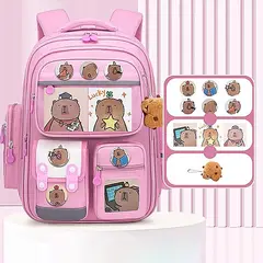 GENERICO - Mochila Escolar Capibara Multifuncional Impermeable T Oficio Rosado