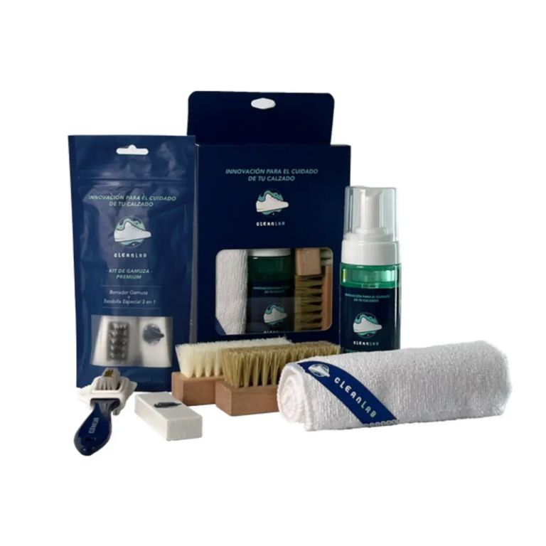 Kit Completo Limpieza de Zapatillas Clean Lab - Kit Gamuza + Espuma Limpiadora 150ml + Escobillas