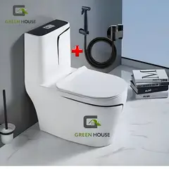 GREEN HOUSE - INODORO DE LUJO ONE PIECE + DUCHA BIDET NEGRO