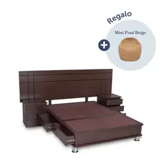 DRIMER - Dormitorio Oporto Queen + Regalo Mini Pouf beige