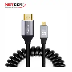 NETCOM - CABLE HDMI A MICRO HDMI DE 50 CM TIPO ESPIRAL ULTRA HD 4K 60HZ NETCOM