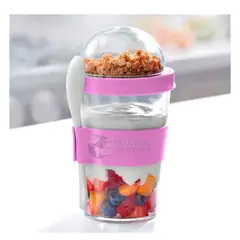 GENERICO - Yogurtera en Vaso con Cuchara - Porta Yogurt para Niña color Rosado