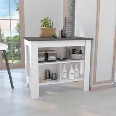 GENERICO - BARRA DE COCINA ADA BLANCO-ONIX - ENVÍO ARMADO Y MELAMINA 18mm