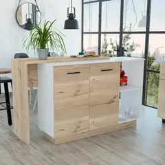 GENERICO - BARRA DE COCINA ALAYA BLANCO-DUNA - ENVÍO ARMADO Y MELAMINA 18mm