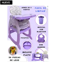 VOYAGE - Silla de Comer Carpeta Gato Musical 3 en 1 Lila