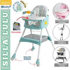 EBABY - SILLA DE COMER PLEGABLE CON RUEDAS LULU VERDE