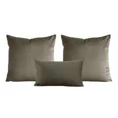 GENERICO - Set de 2 cojines 50 x 50 cm + 1 cojín 30 x 50 cm - Taupe