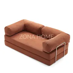 GENERICO - Sofá Cama 3 Cuerpos Moderno Sun en Tela - Naranja