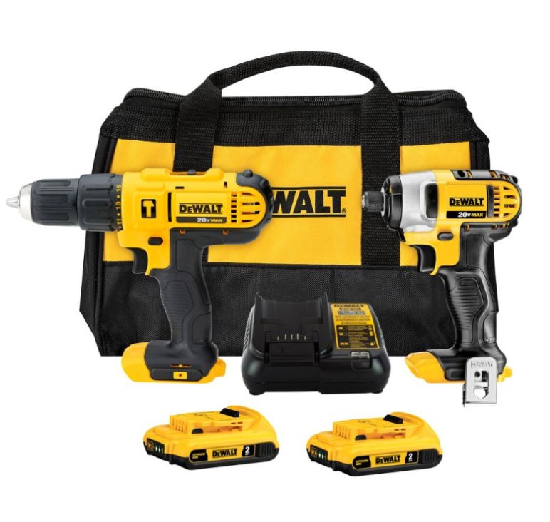 Taladro Percutor 12 + Atornillador de Impacto 14 20V Dewalt DCK222D2-B2