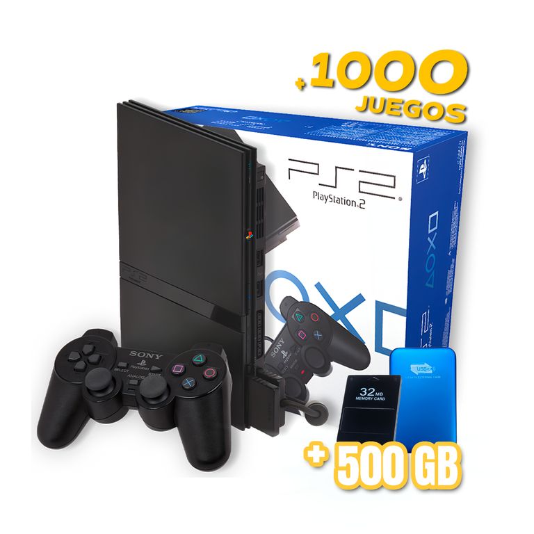 Consola PlayStation 2 / Ps2 Slim Original + Disco duro 500 GB Reacondicionado