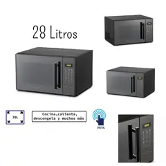 MIRAY - Microondas 28 Litros Silver 900 Watts HMM-28N (2024)