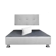 MUEBLES MACRUMO - Cama tapizada Brisa - 1.5 Plz - Color Gris claro