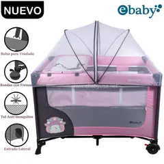 EBABY - Cuna Corral Con Cambiador Happy Dream Rosado