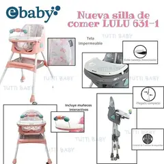 EBABY - SILLA DE COMER PLEGABLE DOBLE BANDEJA LULU ROSADO