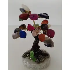 GENERICO - ARBOLITO PIEDRAS PRECIOSAS BONSAI MEDIANO CON CUARZO MULTICOLOR