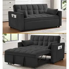 AMOBLART - SOFA CAMA MULTIFUNCIONAL COLOR NEGRO 2 PLAZAS