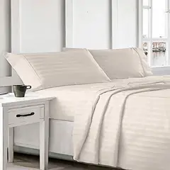 GENERICO - Juego de Sabanas Microfibra Satinadas Queen - Beige
