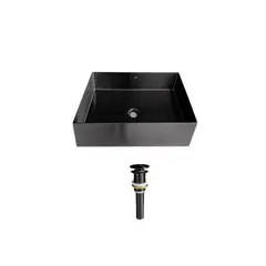 XM - LAVADERO CUADRADO DE ACERO CON DESAGÜE NEGRO LA30401-4040