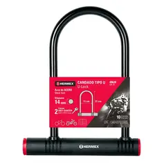 HERMEX - Candado Motocicleta, Bicicleta Tipo U 14 mm