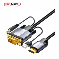 NETCOM - CABLE ADAPTADOR DE VGA A HDMI DE 1.80 METROS FULL HD ACTIVO