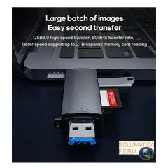 OEM - Adaptador Lector De Memorias Microsd y USB - Tipo C Multipuerto