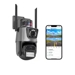 GENERICO - Cámara De Seguridad Exterior Doble Lente Con Zoom Óptico