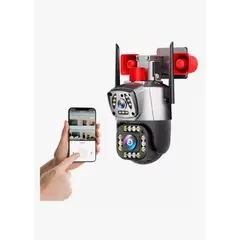 GENERICO - Cámara de seguridad IP PTZ 4K HD rotativo 360° alarma integrada gris