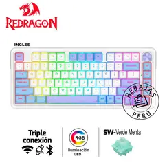 REDRAGON - Teclado UCALMAX-RGB K673WBP Mecánico Wireless 75% RGB