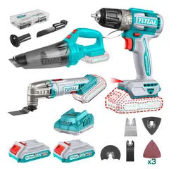 TOTAL TOOLS - Mega Combo Multi herramienta + Aspiradora + Taladro 20V Total