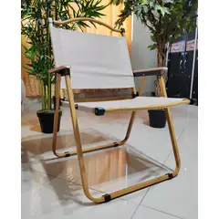 GENERICO - SILLA PLEGABLE PLAYERA TERRAZA PARA EL AIRE LIBRE CAMPING BEIGE