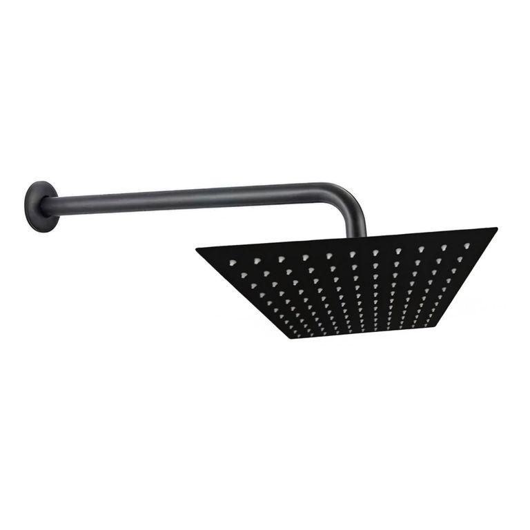Ducha Española Cuadrada 10 x 10 Pulgadas Negro Acero Inox