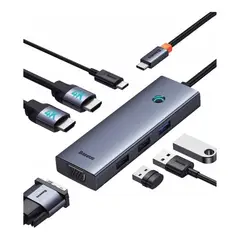 BASEUS - Adaptador Hub tipo C 7 en 1 Triple Display