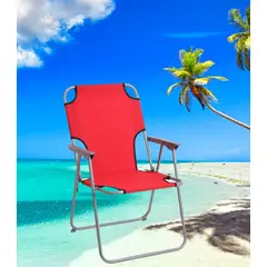 GENERICO - SILLA PLEGABLE PORTÁTIL DE TERRAZA PLAYA CAMPING LIGERA ROJO