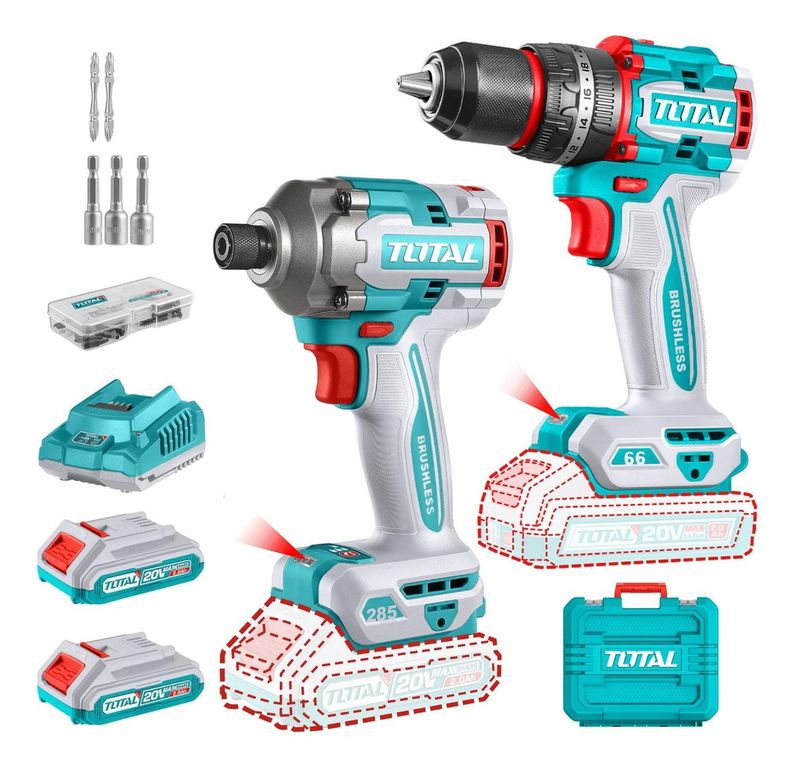 Combo taladro percutor 66nm + atornillador de impacto 285nm 