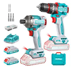 TOTAL TOOLS - Como taladro percutor 66nm + atornillador de impacto 285nm Total