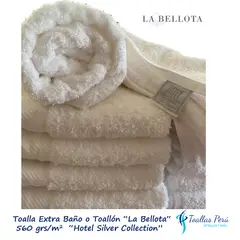 LA BELLOTA - Toalla Silver Extra Baño Toallón Blanco 520 grs 90×170 cm "La Bellota"