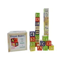 GENERICO - Set Didáctico Caja 27 Cubos Madera ABC para Niños