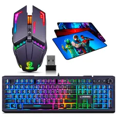 MICRONICS - Kit Gamer 3 en 1: Teclado Avanty + Mouse Ranger Inalambrico + Padmouse